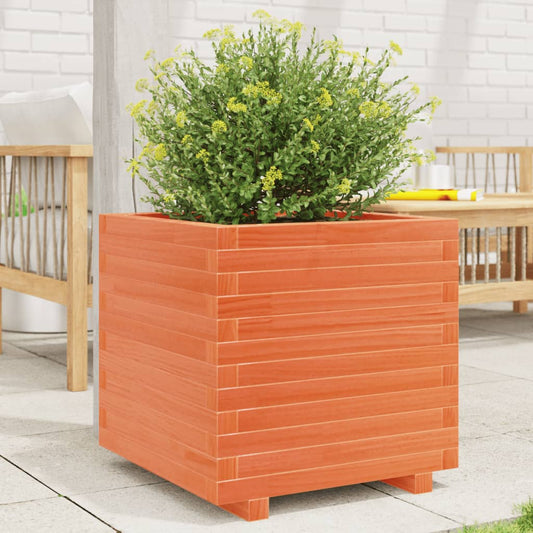 vidaXL Jardinera madera maciza de pino marrón cera 50x50x49,5 cm