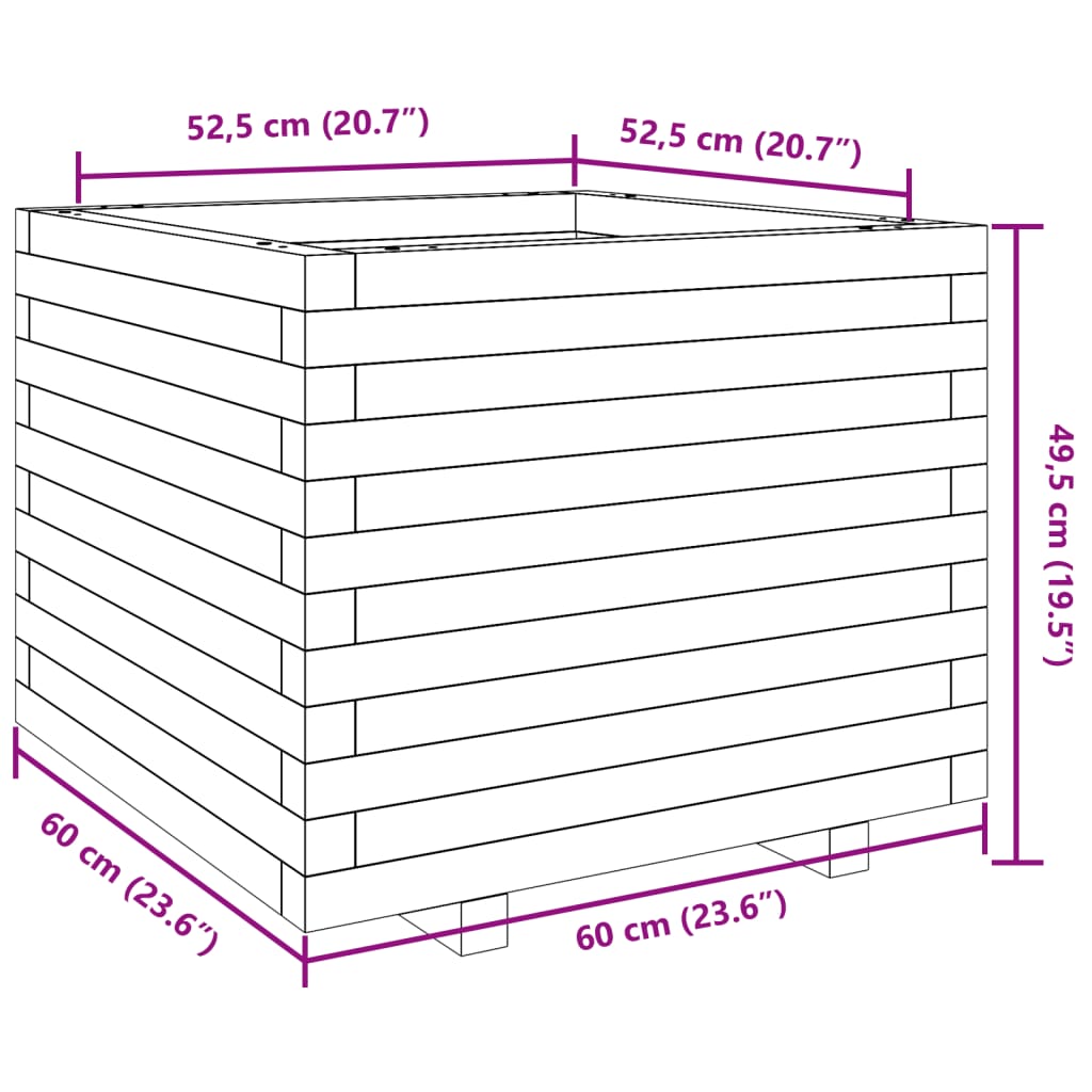 vidaXL Jardinera madera maciza de pino 60x60x49,5 cm