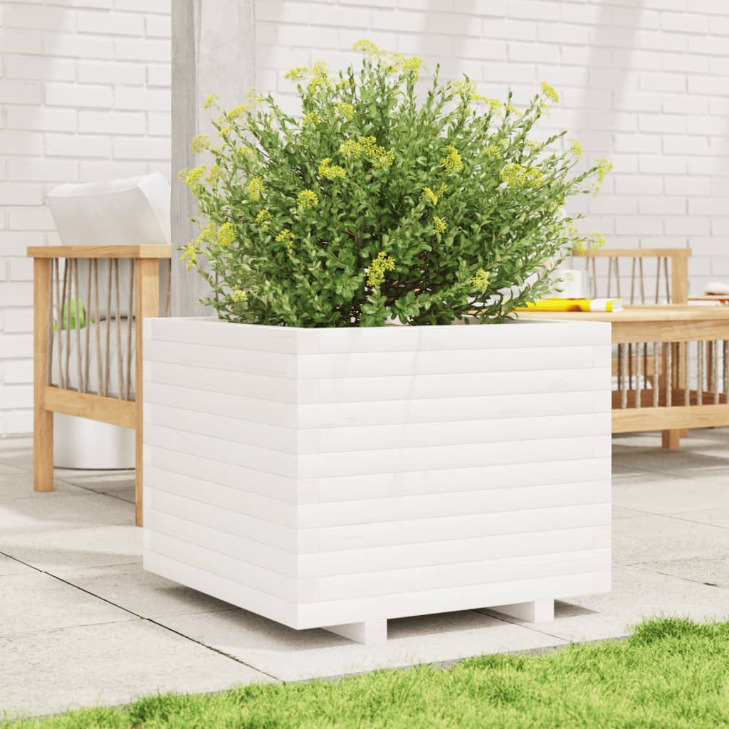 vidaXL Jardinera madera maciza de pino blanco 60x60x49,5 cm