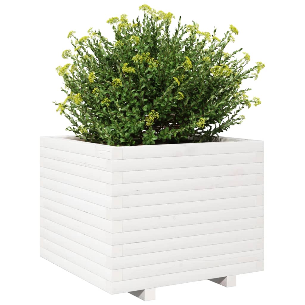 vidaXL Jardinera madera maciza de pino blanco 60x60x49,5 cm