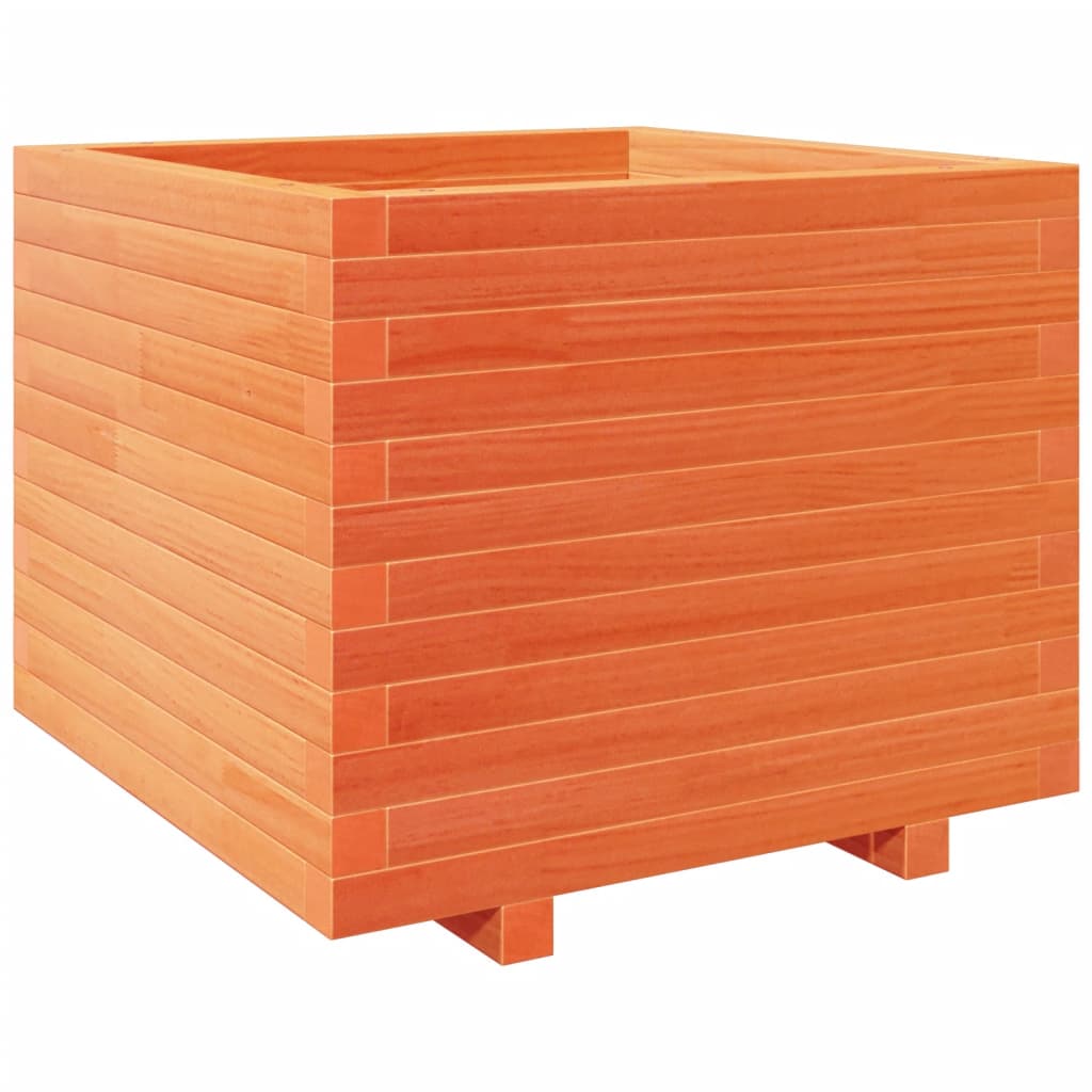 vidaXL Jardinera madera maciza de pino marrón cera 60x60x49,5 cm