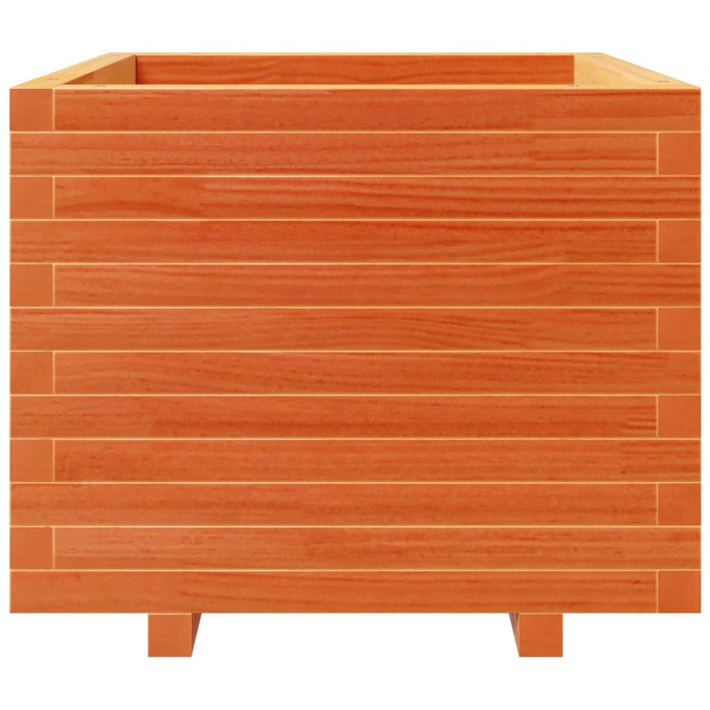 vidaXL Jardinera madera maciza de pino marrón cera 60x60x49,5 cm