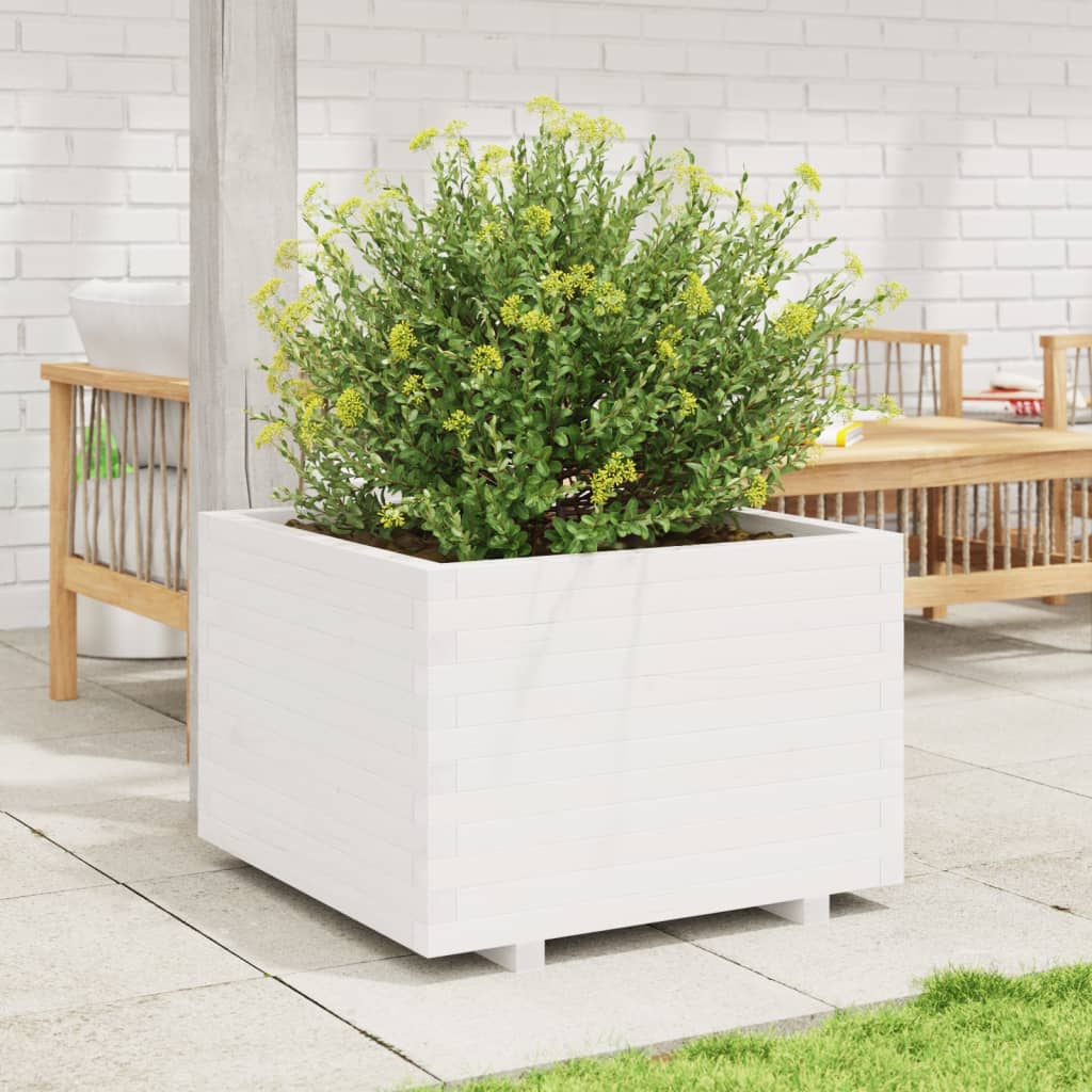 vidaXL Jardinera madera maciza de pino blanco 70x70x49,5 cm