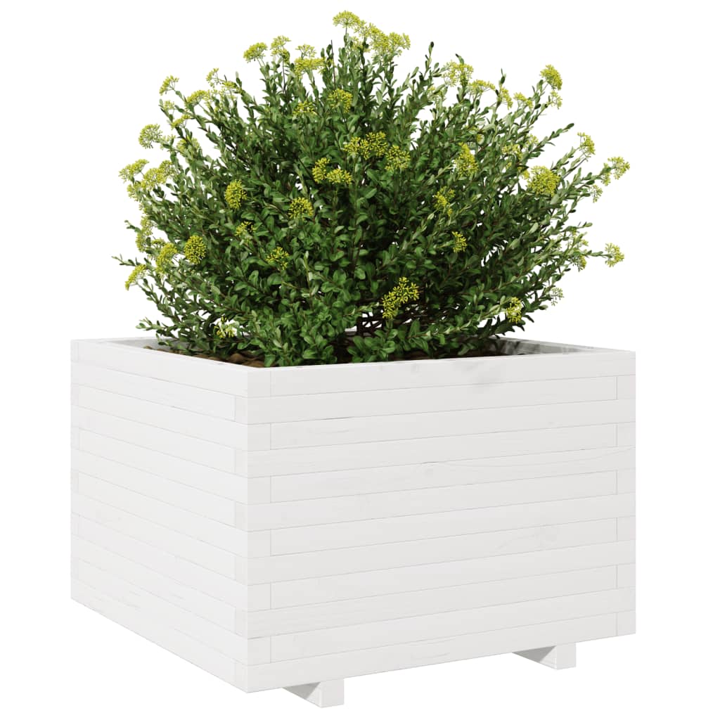 vidaXL Jardinera madera maciza de pino blanco 70x70x49,5 cm