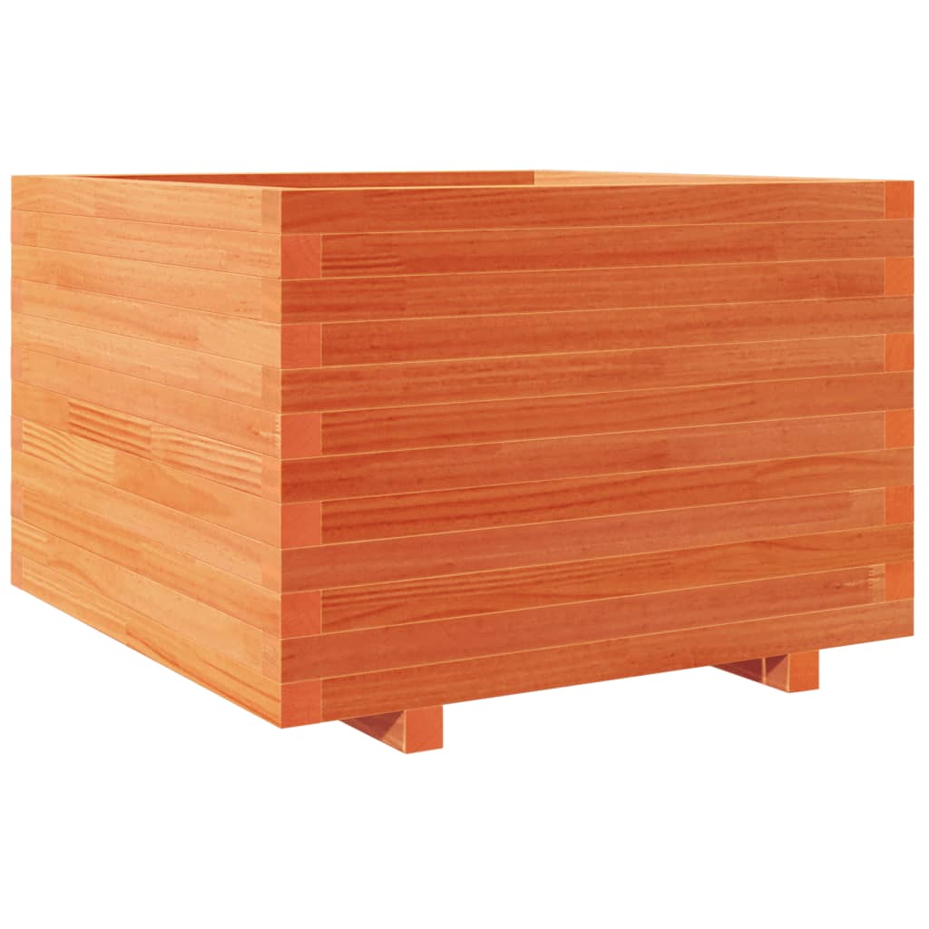 vidaXL Jardinera madera maciza de pino marrón cera 70x70x49,5 cm