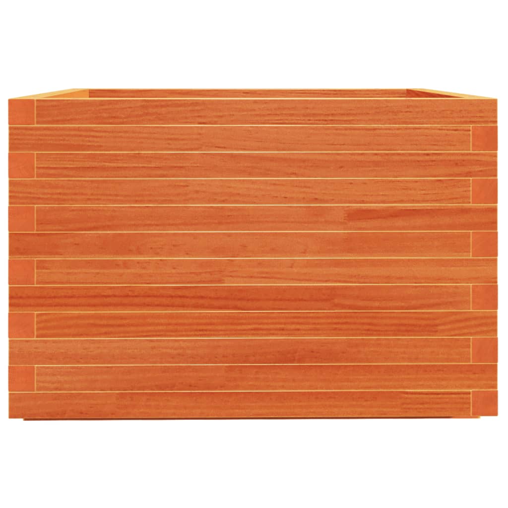 vidaXL Jardinera madera maciza de pino marrón cera 70x70x49,5 cm