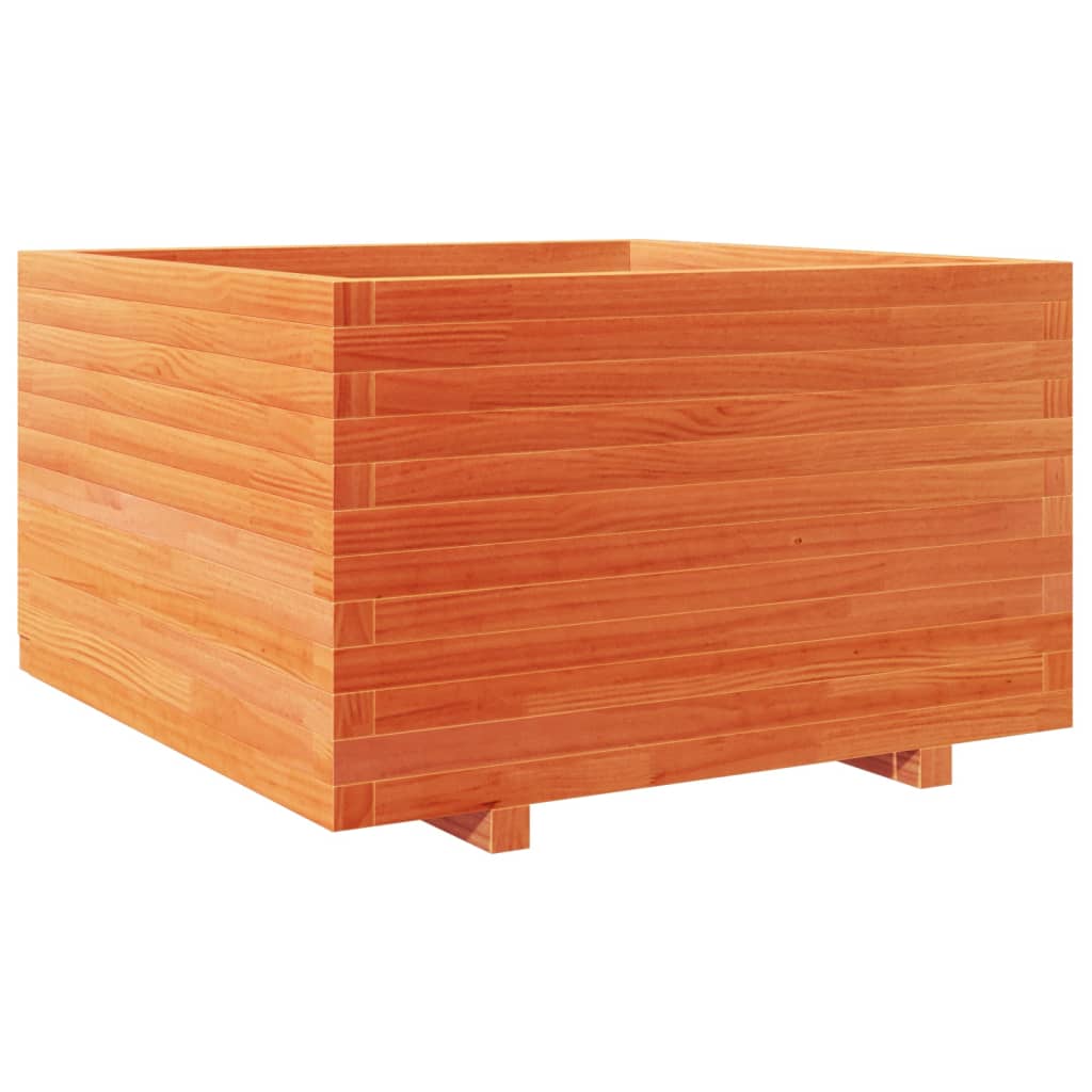 vidaXL Jardinera madera maciza de pino marrón cera 70x70x49,5 cm