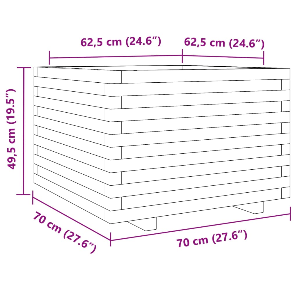 vidaXL Jardinera madera maciza de abeto Douglas 70x70x49,5 cm