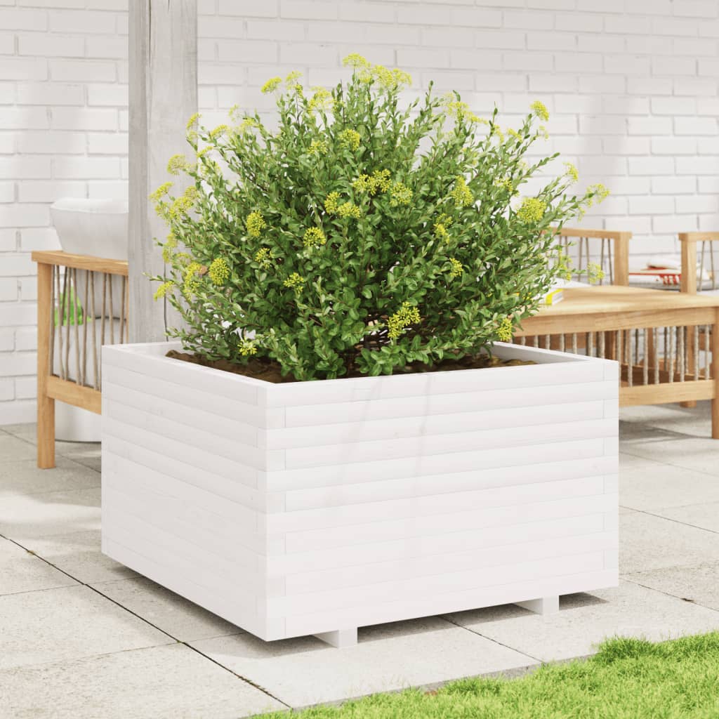 vidaXL Jardinera madera maciza de pino blanco 80x80x49,5 cm