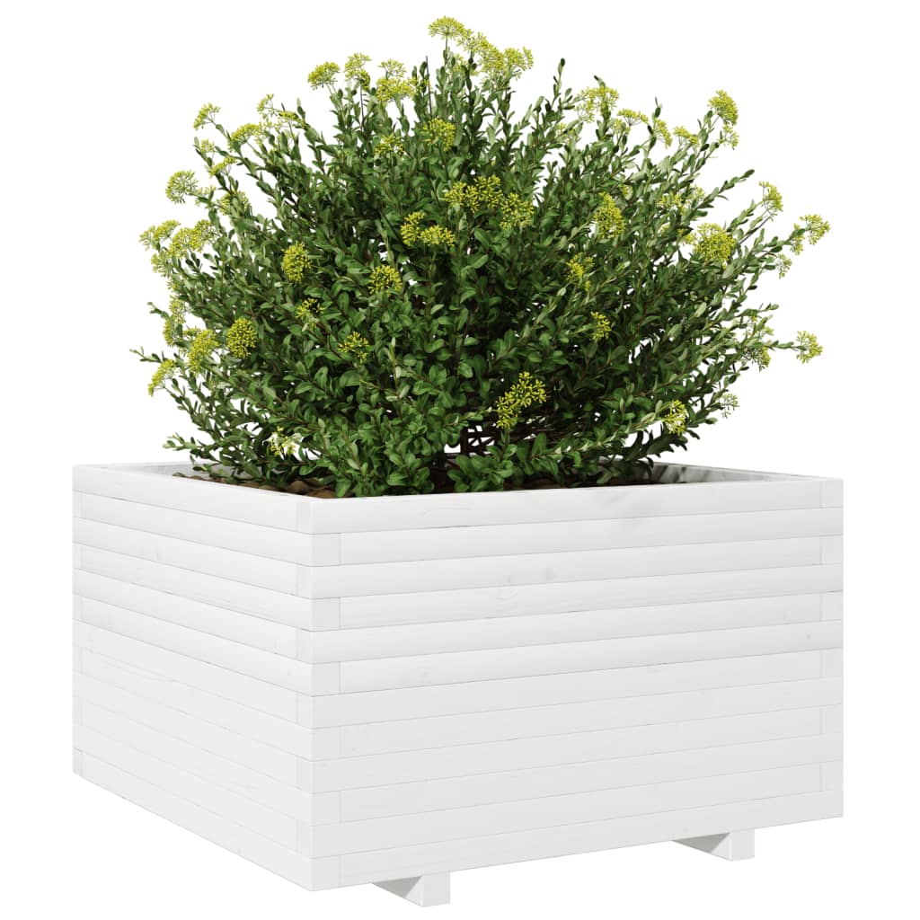 vidaXL Jardinera madera maciza de pino blanco 80x80x49,5 cm