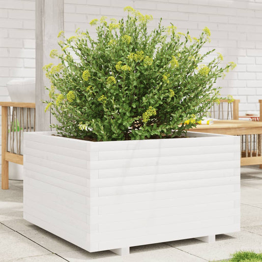 vidaXL Jardinera madera maciza de pino blanco 80x80x49,5 cm