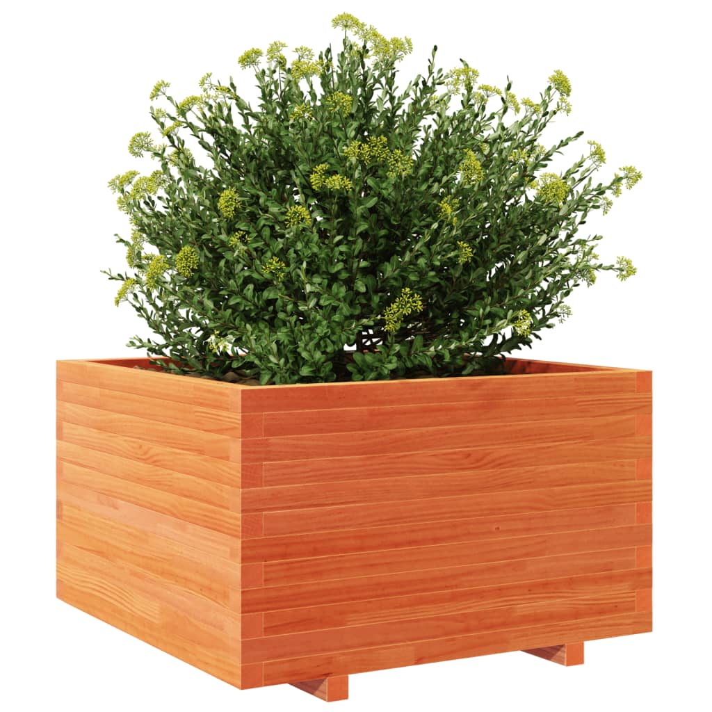 vidaXL Jardinera madera maciza de pino marrón cera 80x80x49,5 cm