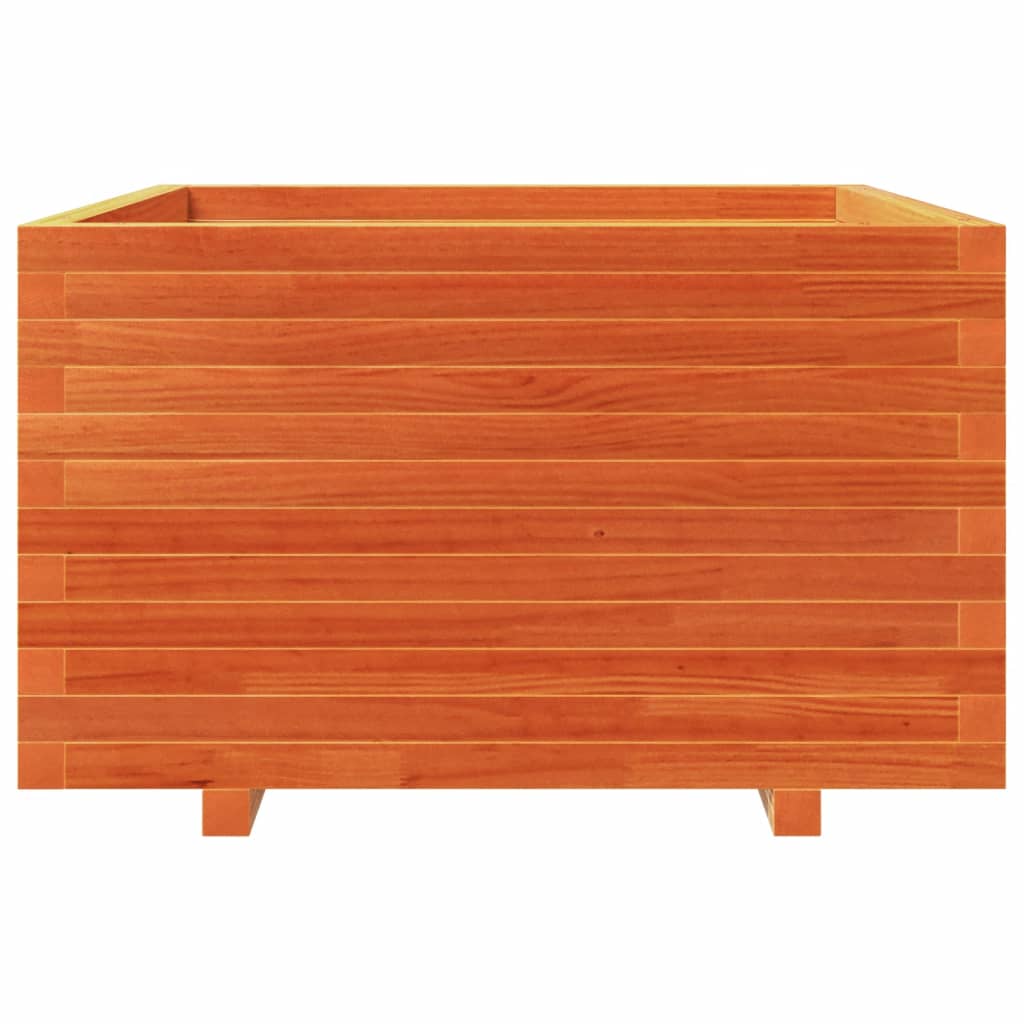 vidaXL Jardinera madera maciza de pino marrón cera 80x80x49,5 cm