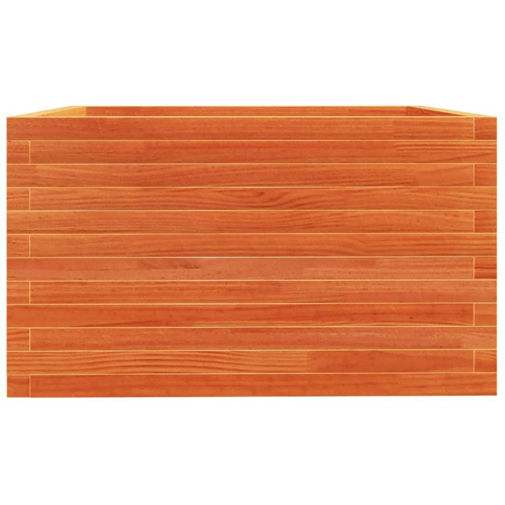 vidaXL Jardinera madera maciza de pino marrón cera 80x80x49,5 cm