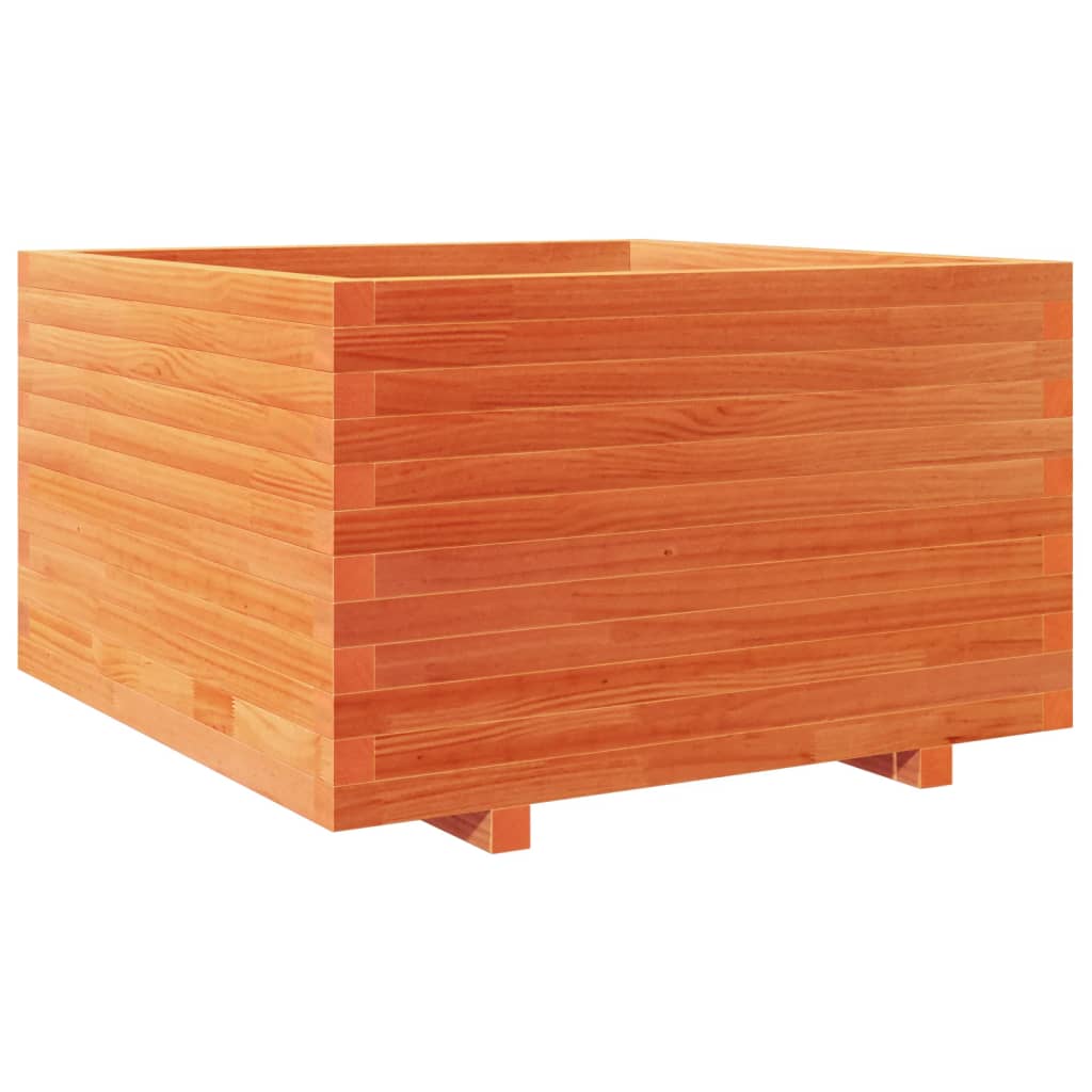 vidaXL Jardinera madera maciza de pino marrón cera 80x80x49,5 cm