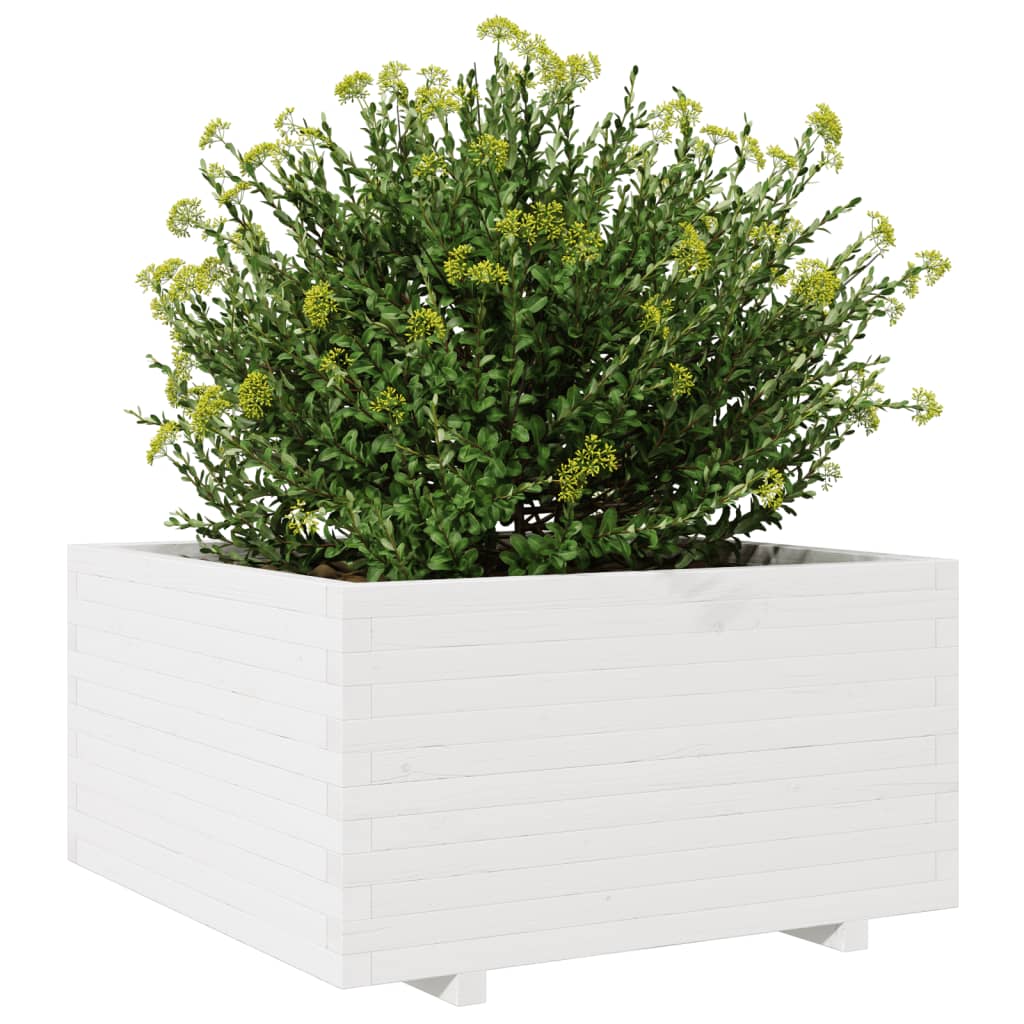 vidaXL Jardinera madera maciza de pino blanco 90x90x49,5 cm