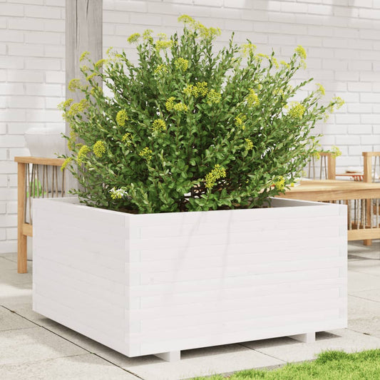 vidaXL Jardinera madera maciza de pino blanco 90x90x49,5 cm