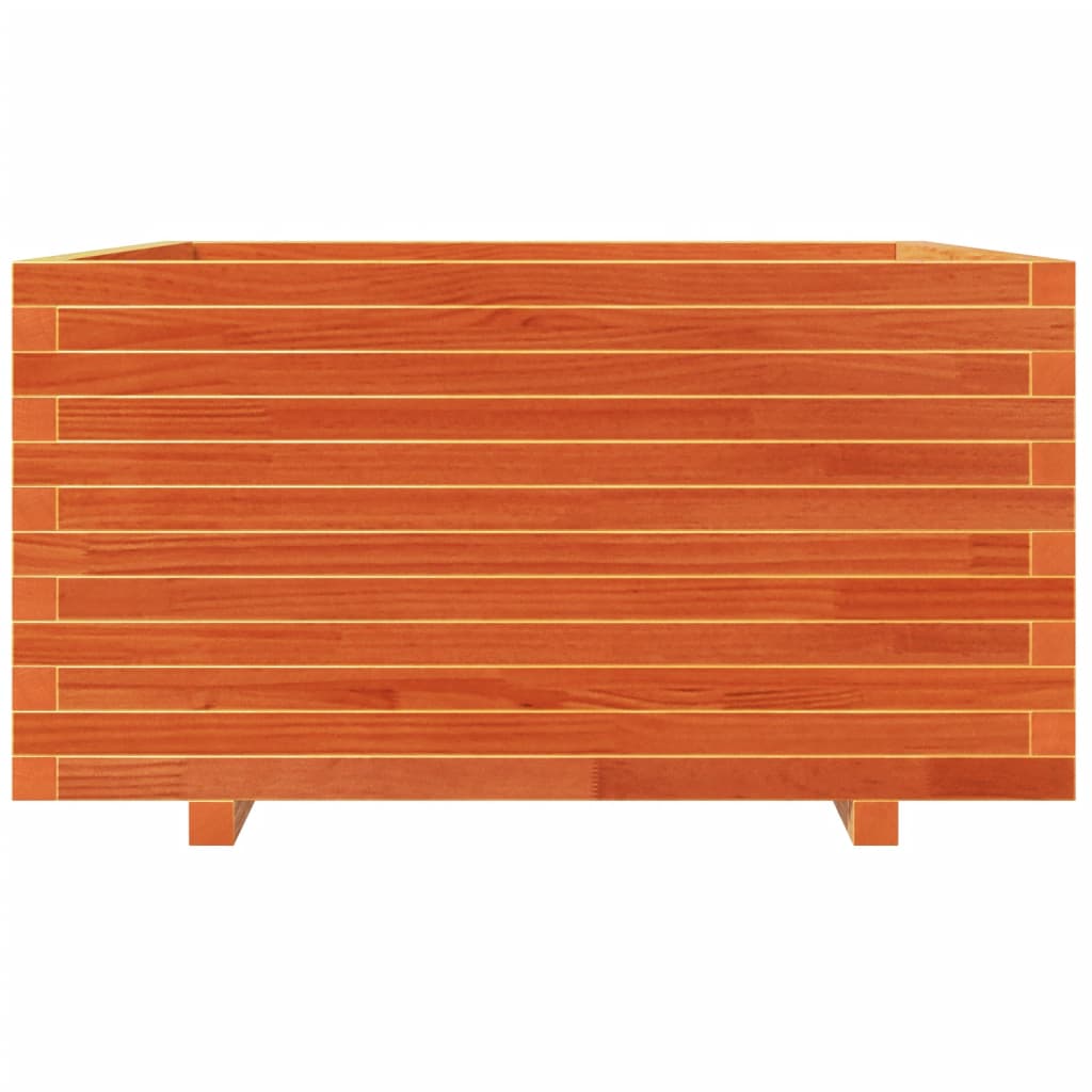 vidaXL Jardinera madera maciza de pino marrón cera 90x90x49,5 cm