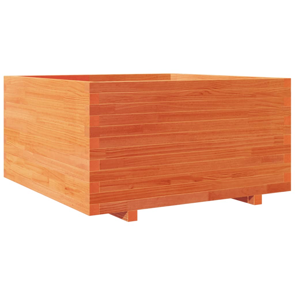 vidaXL Jardinera madera maciza de pino marrón cera 90x90x49,5 cm