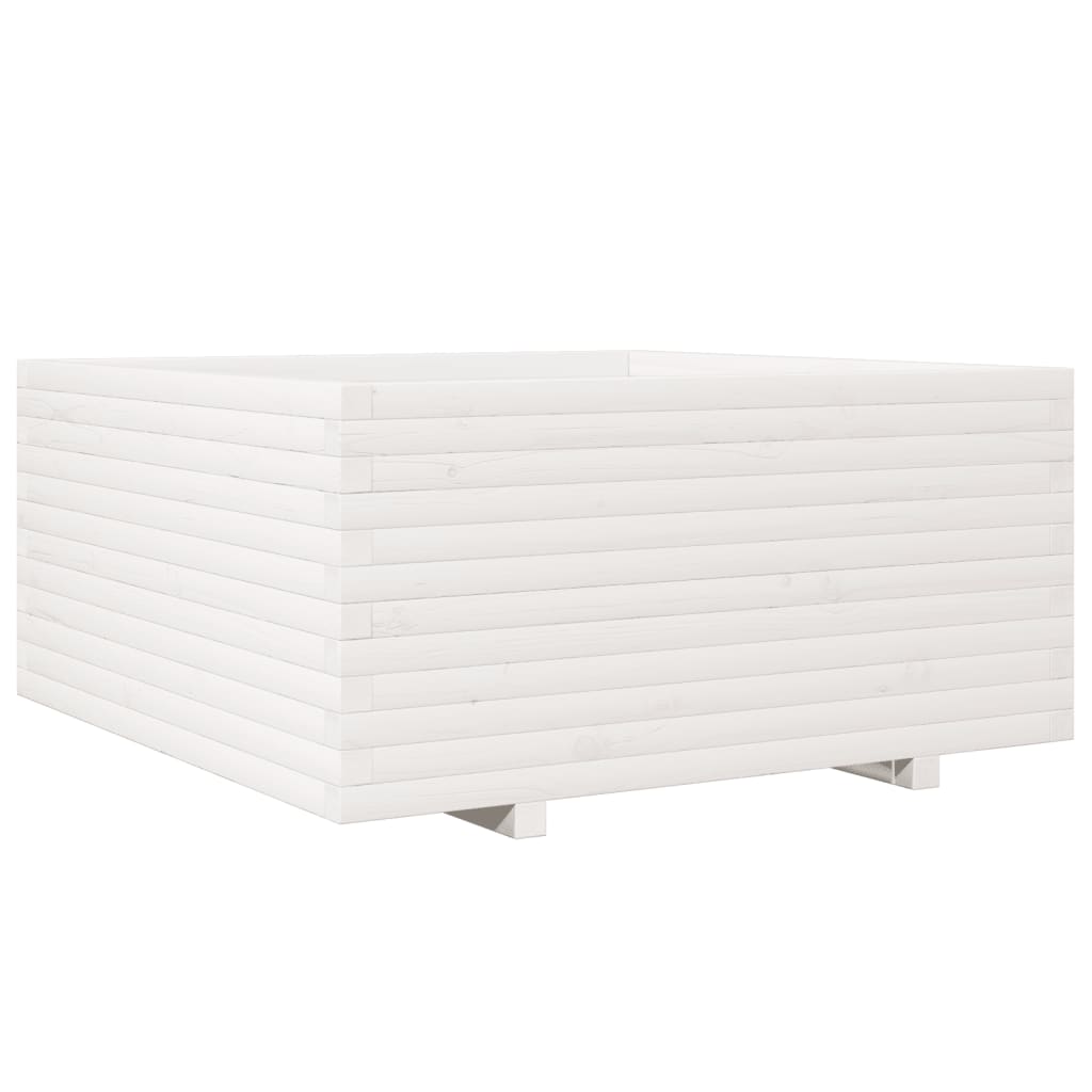 vidaXL Jardinera madera maciza de pino blanco 100x100x49,5 cm