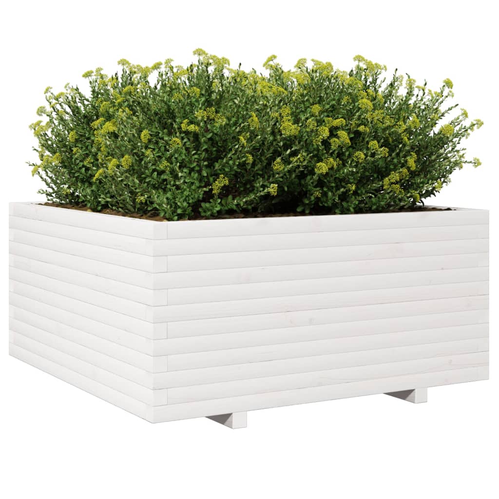 vidaXL Jardinera madera maciza de pino blanco 100x100x49,5 cm