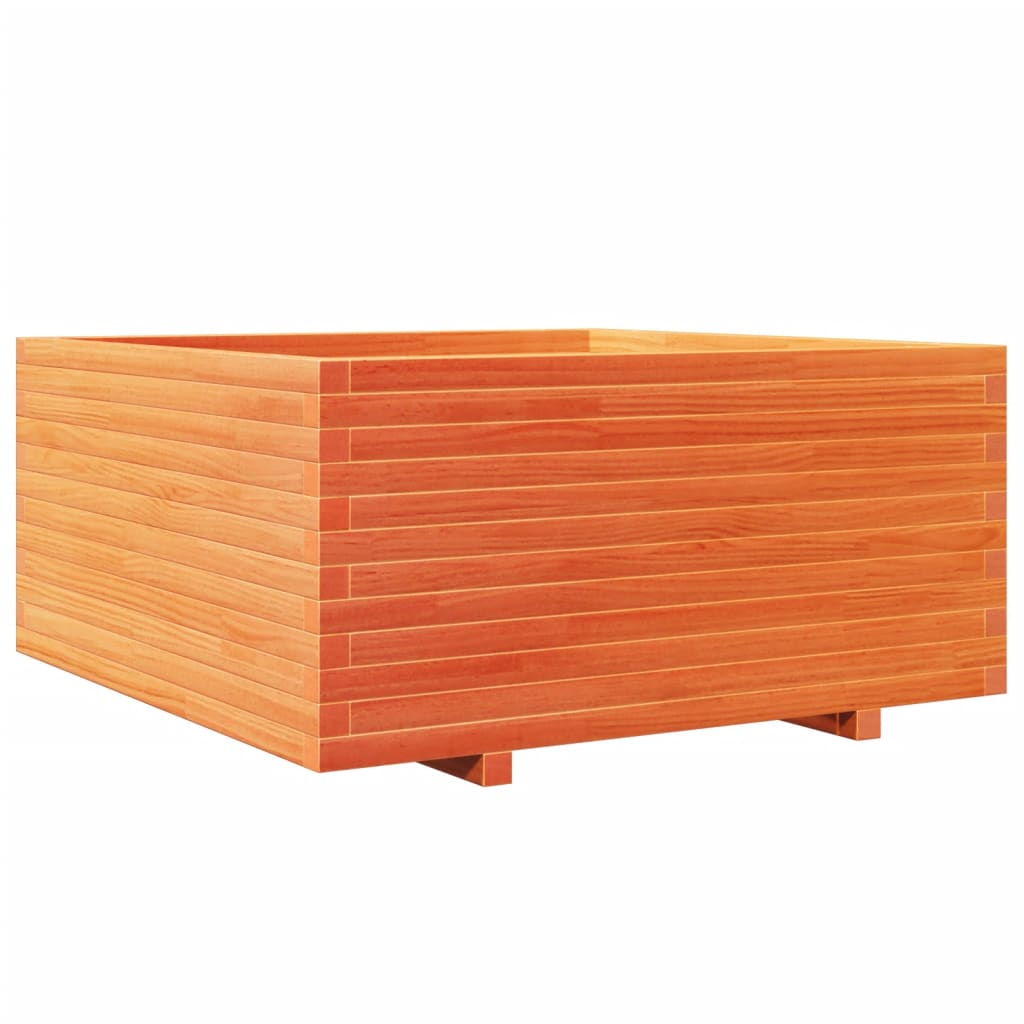 vidaXL Jardinera madera maciza de pino marrón cera 100x100x49,5 cm