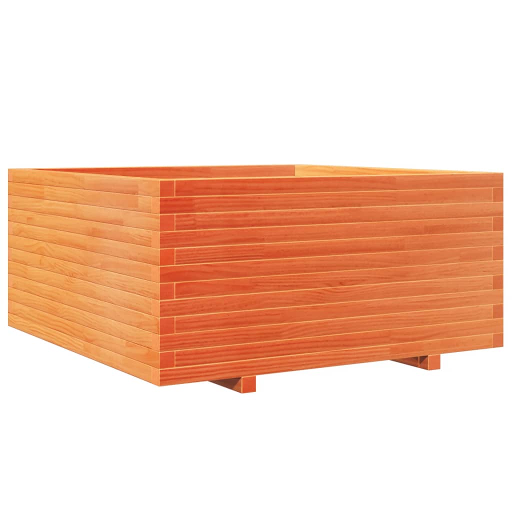 vidaXL Jardinera madera maciza de pino marrón cera 100x100x49,5 cm