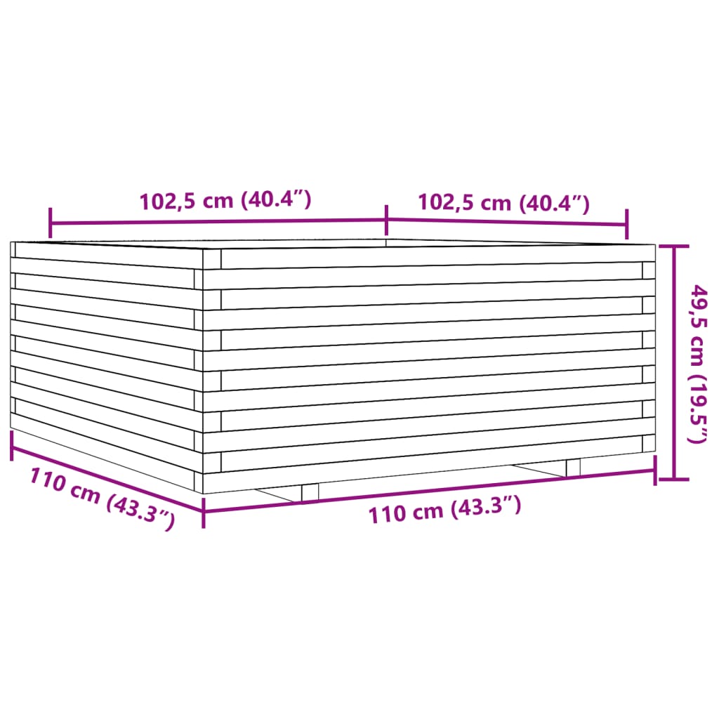 vidaXL Jardinera madera maciza de pino 110x110x49,5 cm