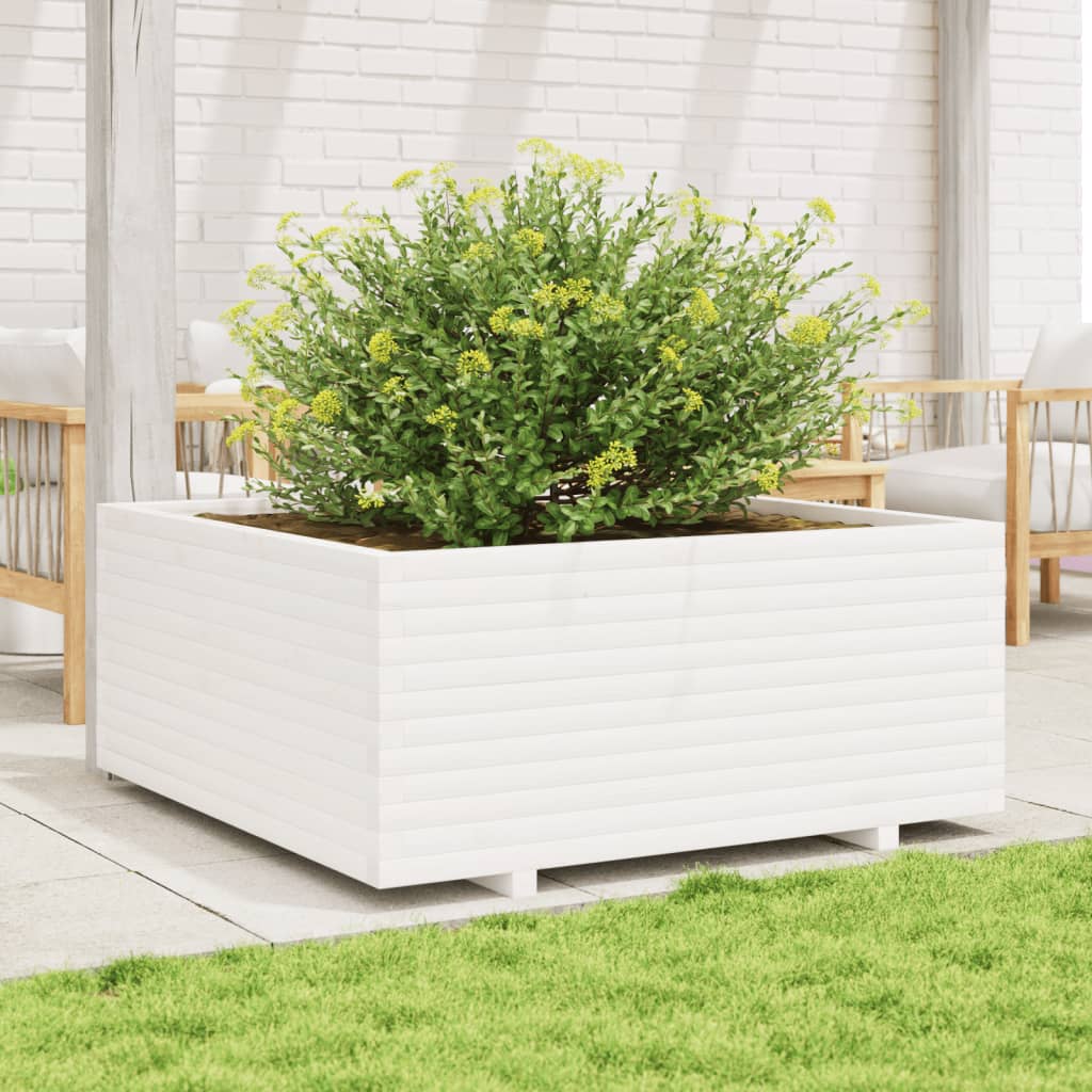 vidaXL Jardinera madera maciza de pino blanco 110x110x49,5 cm