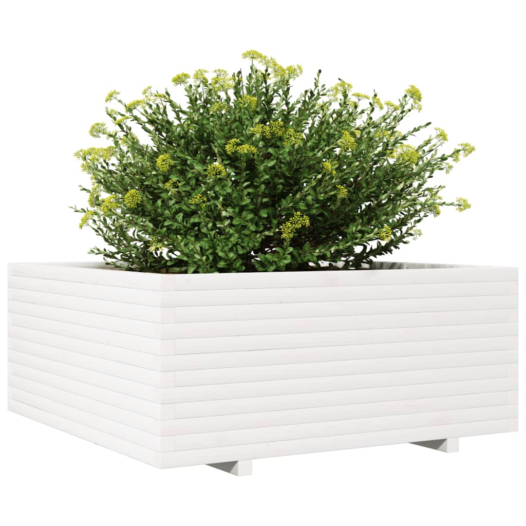 vidaXL Jardinera madera maciza de pino blanco 110x110x49,5 cm