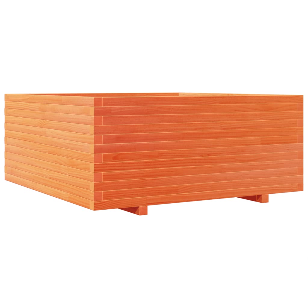 vidaXL Jardinera madera maciza de pino marrón cera 110x110x49,5 cm