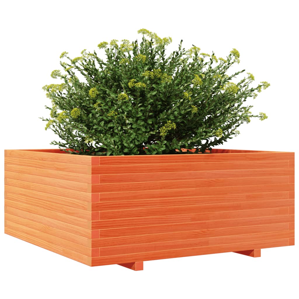 vidaXL Jardinera madera maciza de pino marrón cera 110x110x49,5 cm