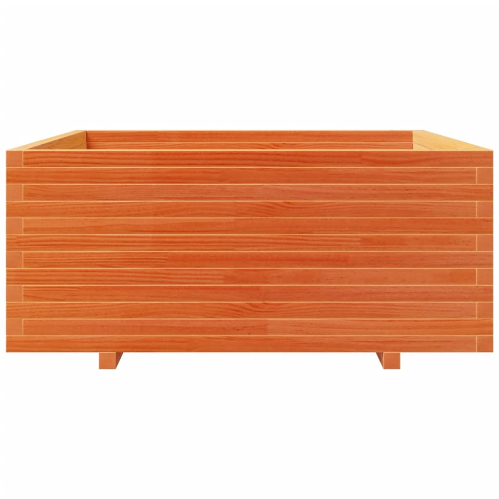 vidaXL Jardinera madera maciza de pino marrón cera 110x110x49,5 cm