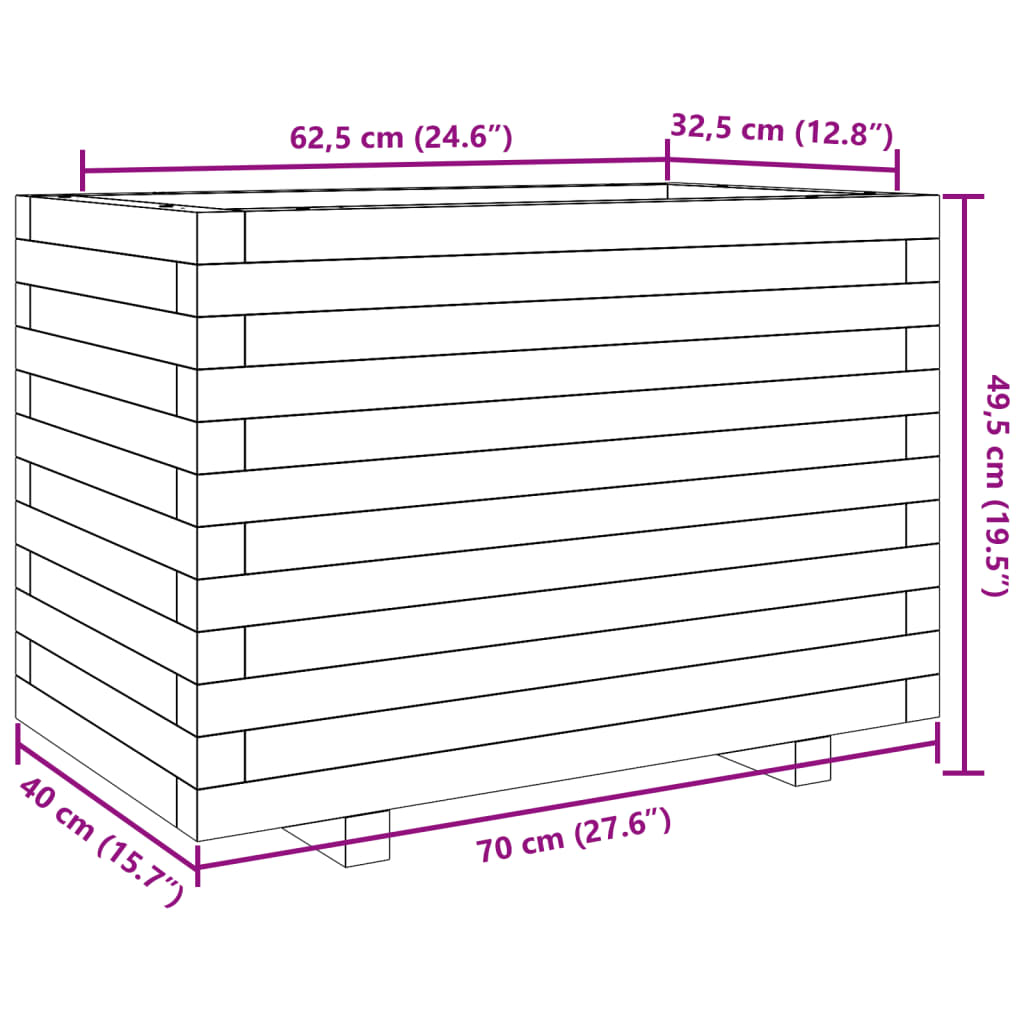 vidaXL Jardinera madera maciza de pino 70x40x49,5 cm