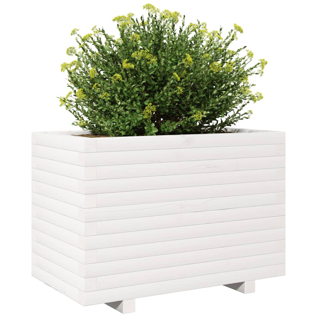 vidaXL Jardinera madera maciza de pino blanco 70x40x49,5 cm