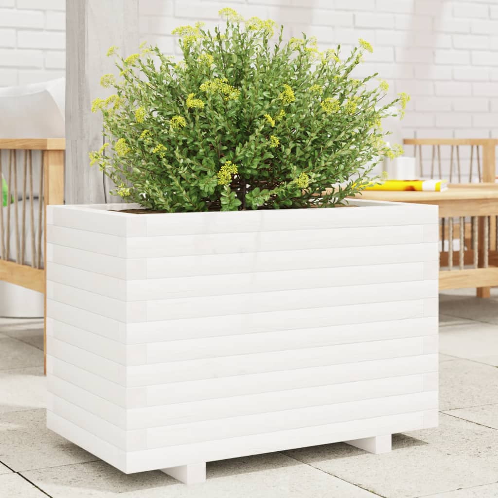 vidaXL Jardinera madera maciza de pino blanco 70x40x49,5 cm