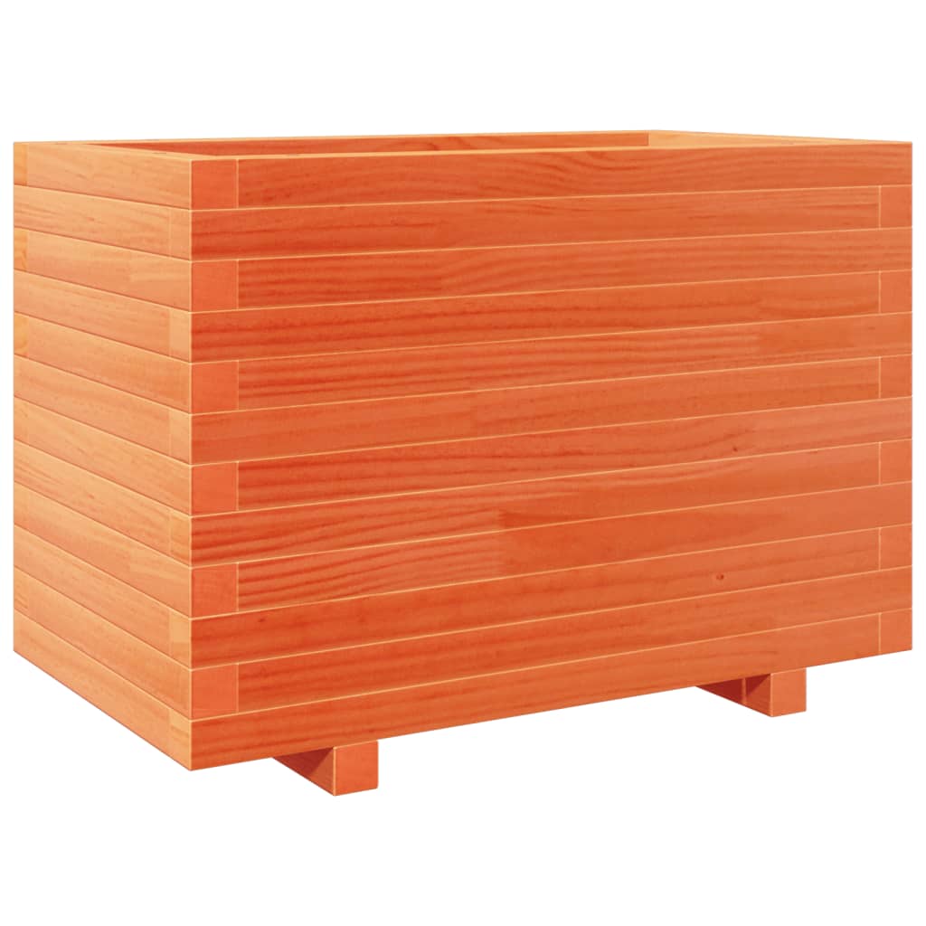 vidaXL Jardinera madera maciza de pino marrón cera 70x40x49,5 cm