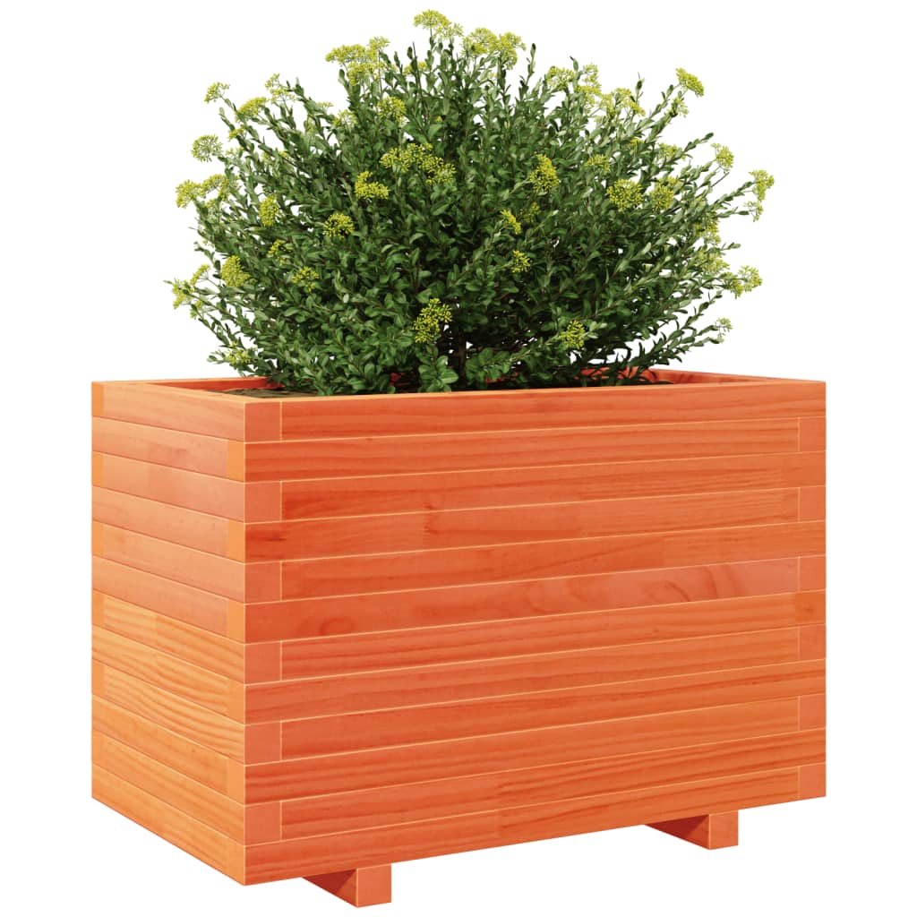 vidaXL Jardinera madera maciza de pino marrón cera 70x40x49,5 cm