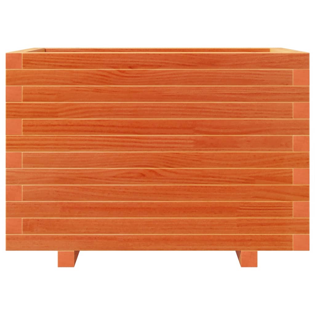 vidaXL Jardinera madera maciza de pino marrón cera 70x40x49,5 cm