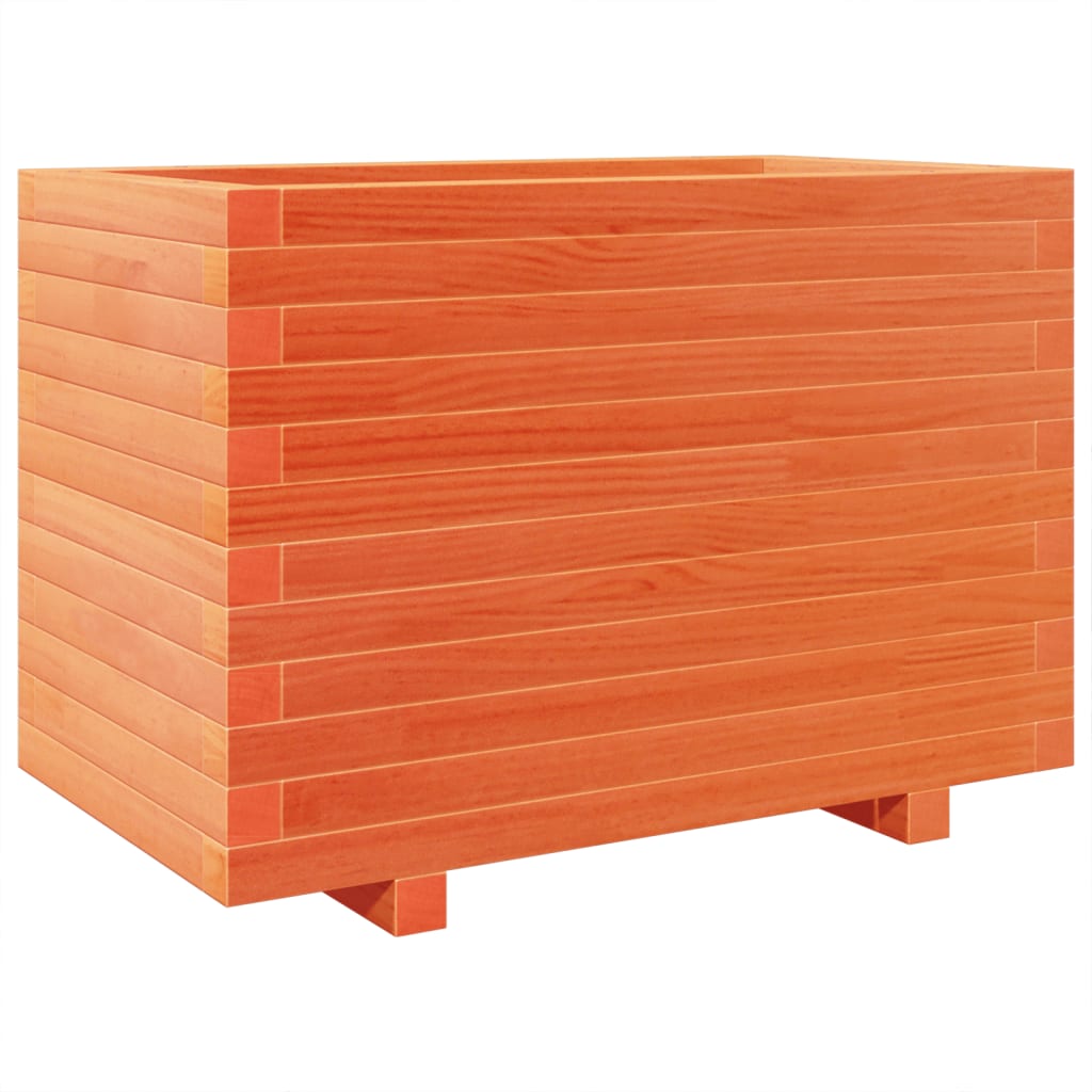 vidaXL Jardinera madera maciza de pino marrón cera 70x40x49,5 cm