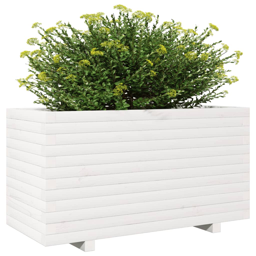 vidaXL Jardinera madera maciza de pino blanco 90x40x49,5 cm