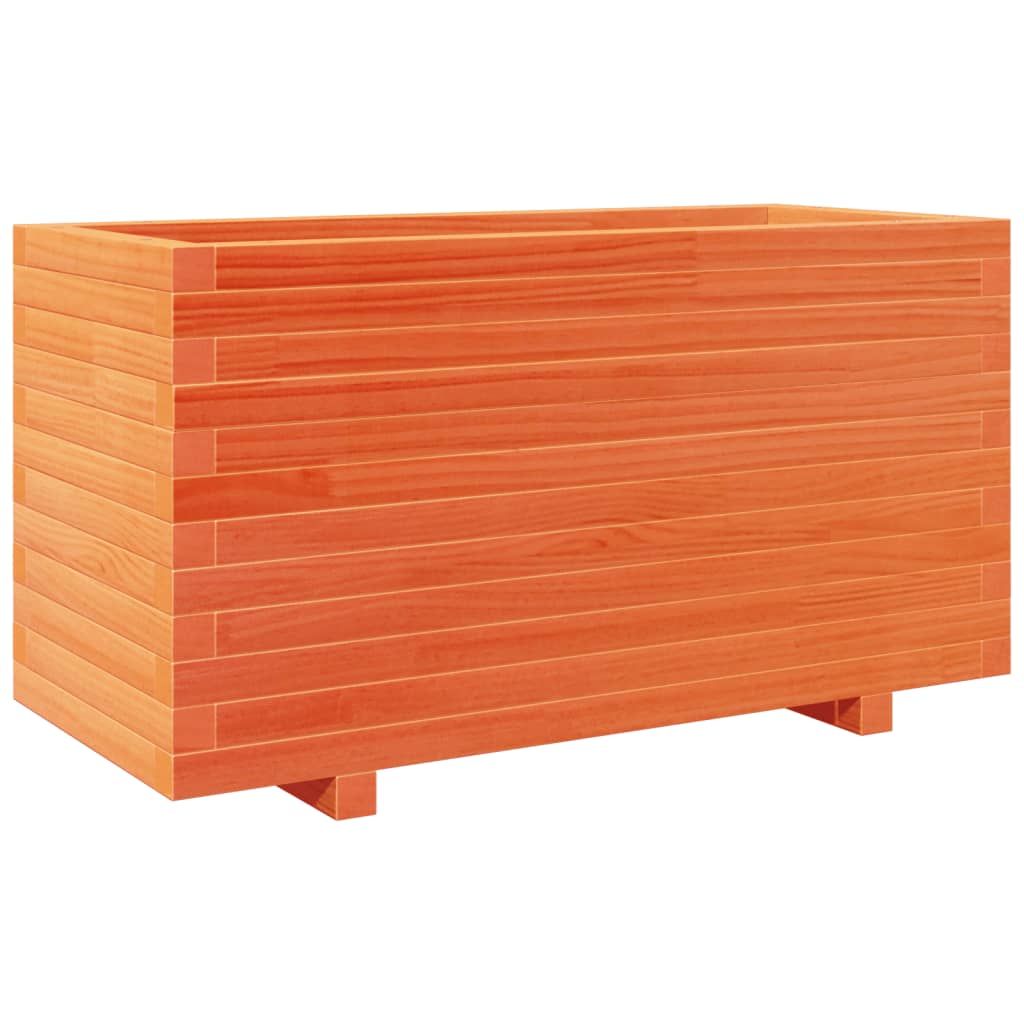 vidaXL Jardinera madera maciza de pino marrón cera 90x40x49,5 cm