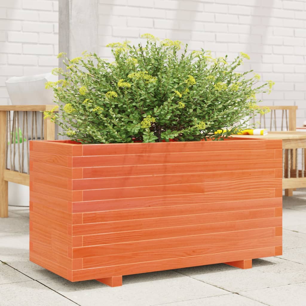 vidaXL Jardinera madera maciza de pino marrón cera 90x40x49,5 cm