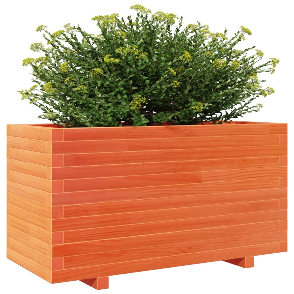 vidaXL Jardinera madera maciza de pino marrón cera 90x40x49,5 cm