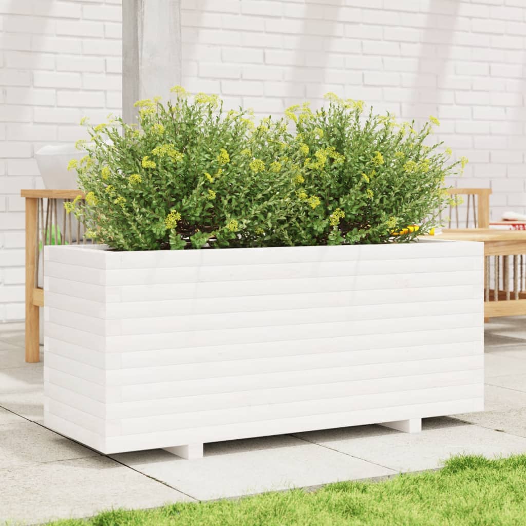 vidaXL Jardinera madera maciza de pino blanco 110x40x49,5 cm