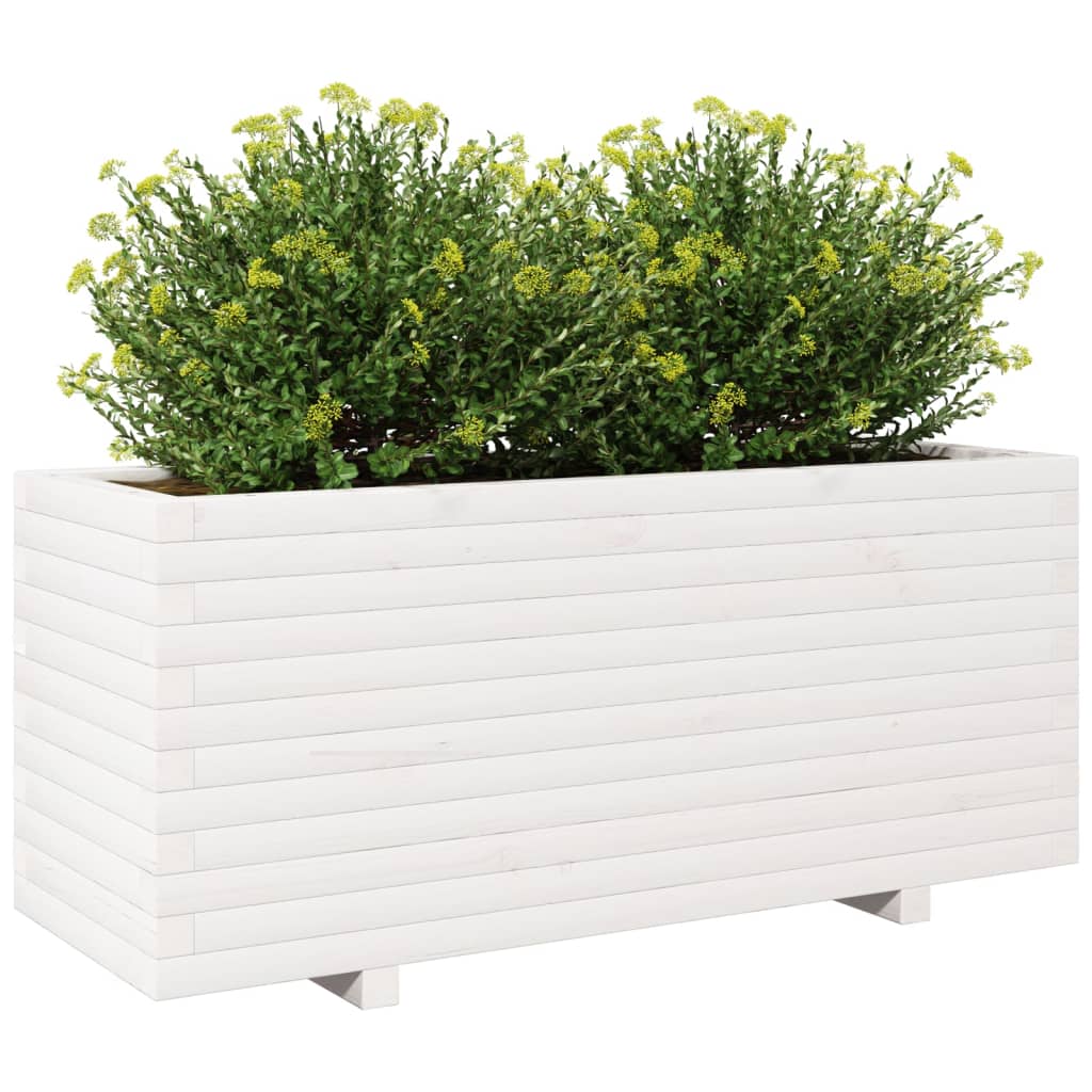 vidaXL Jardinera madera maciza de pino blanco 110x40x49,5 cm