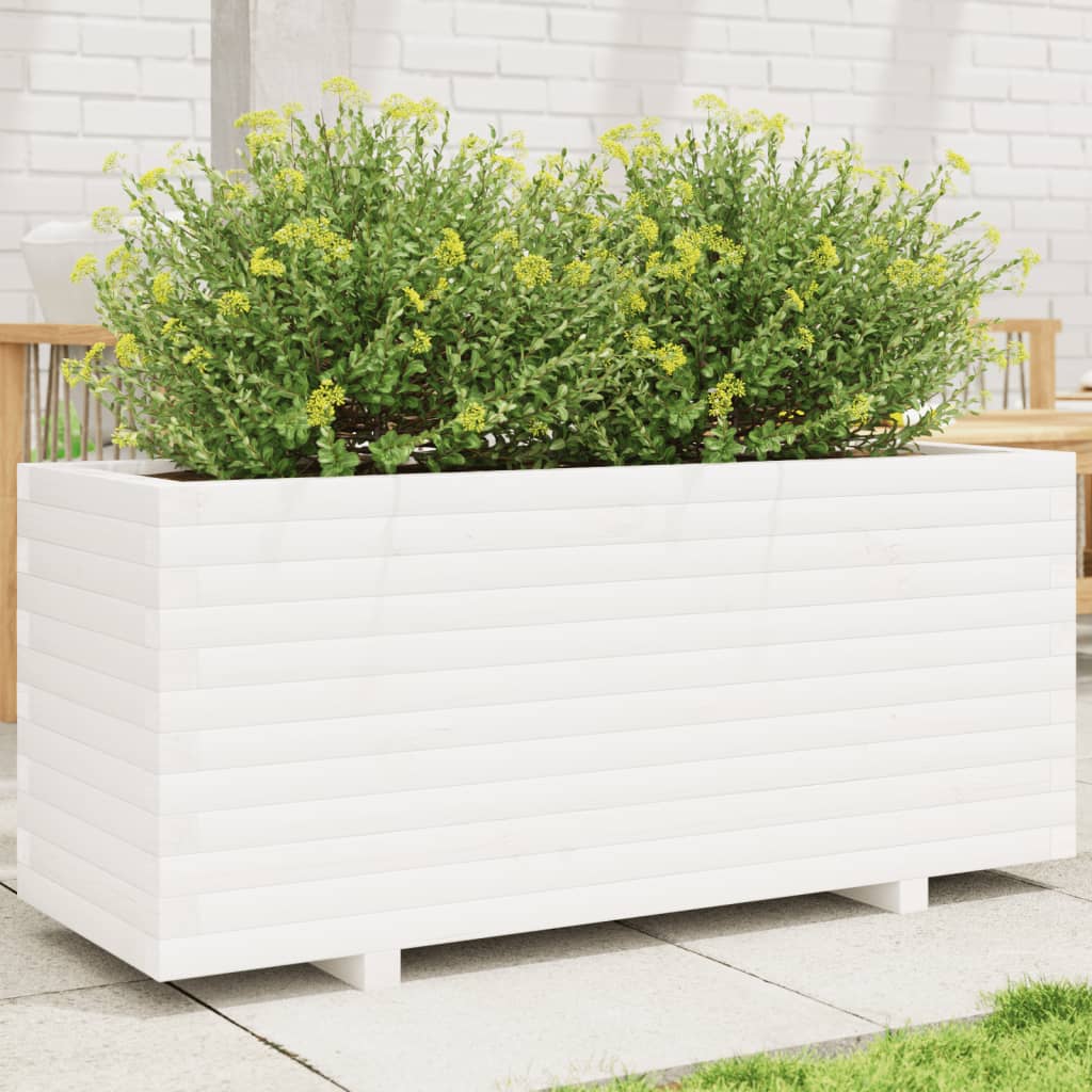 vidaXL Jardinera madera maciza de pino blanco 110x40x49,5 cm