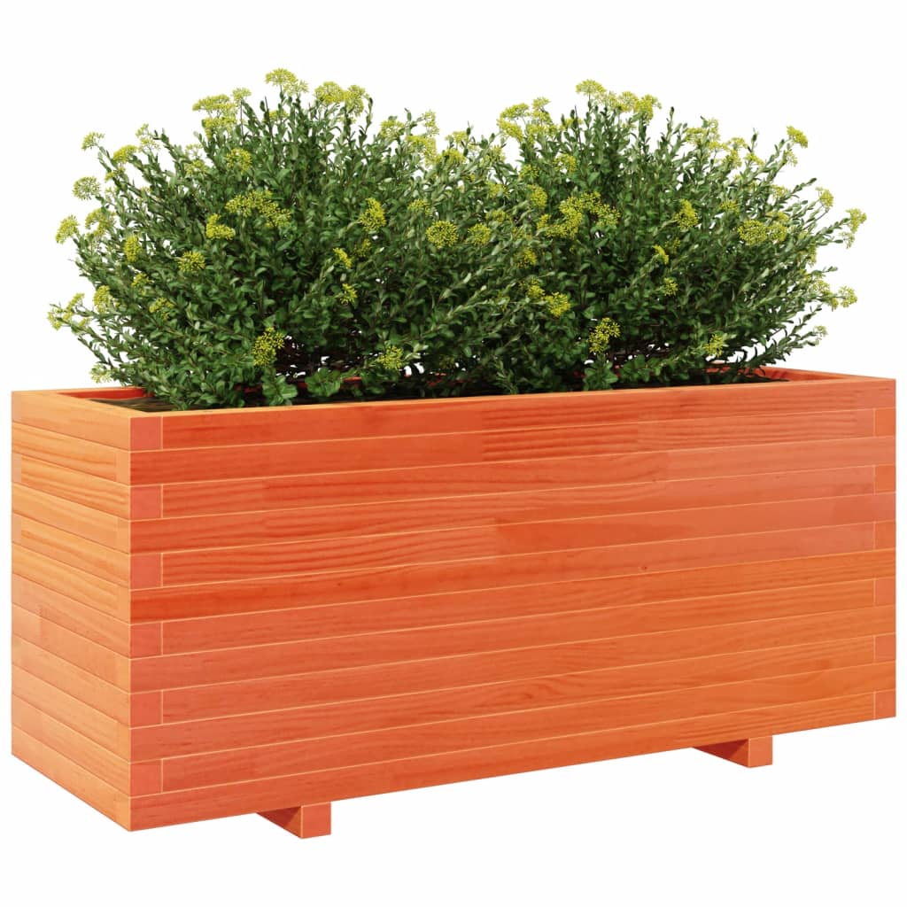 vidaXL Jardinera madera maciza de pino marrón cera 110x40x49,5 cm