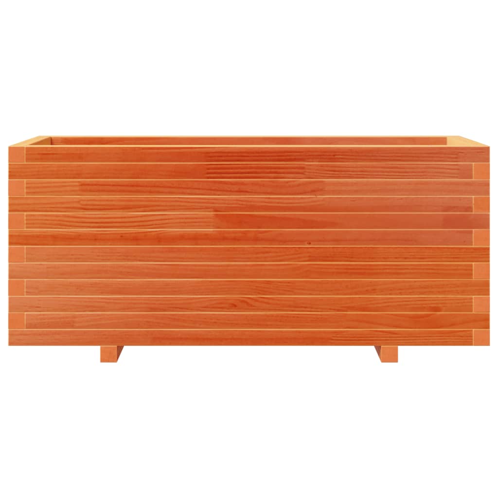 vidaXL Jardinera madera maciza de pino marrón cera 110x40x49,5 cm