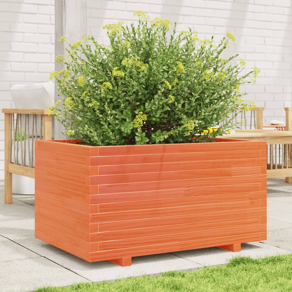 vidaXL Jardinera madera maciza de pino marrón cera 90x60x49,5 cm